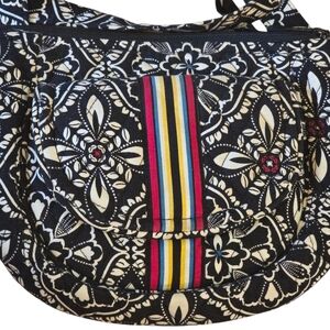 Vera Bradley Black and White Floral Crossbody Bag Quilted Purse